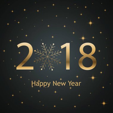 Golden numaraları ve yıldız ile mutlu yeni yıl 2018 tebrik kartı 