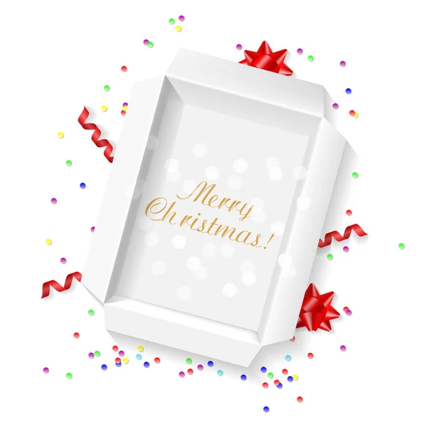 Opened Gift Box Inscription Merry Christmas Vector Illustration — Stock Vector
