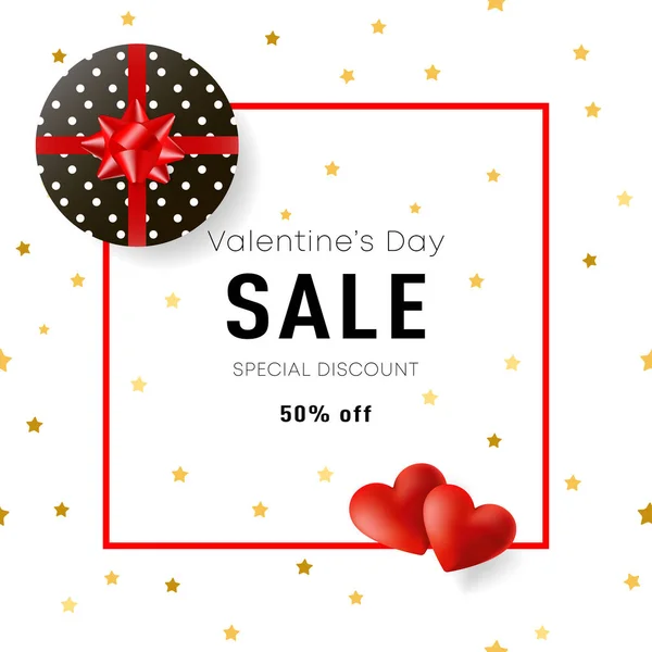 Banner de la venta del día de San Valentín para compras en línea. Ilustración vectorial — Vector de stock