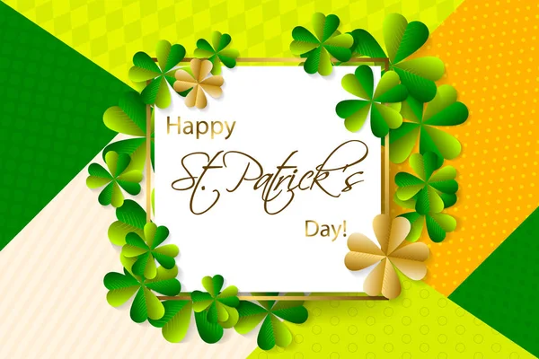 Happy Saint Patrick's Day background, greeting card with green a — Stock Vector