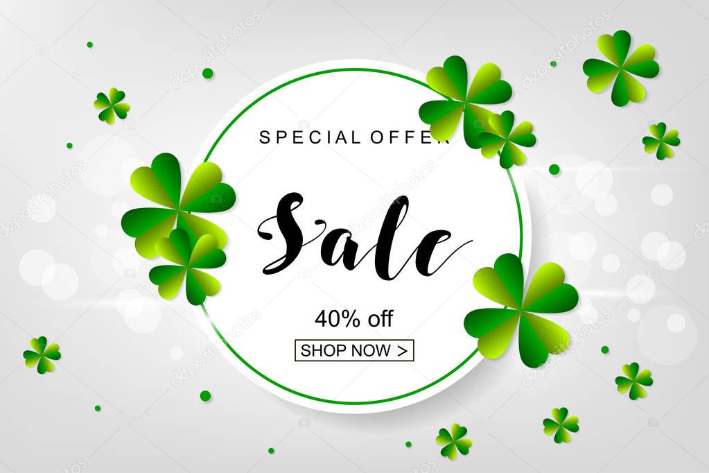 Happy Saint Patrick's Day background, greeting card with green a