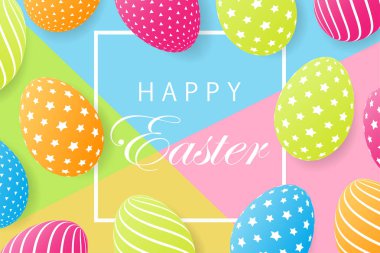 Paskalya kartı yumurta ile. Yaratıcı 3d yumurta desenli. Vektör Hüseyin