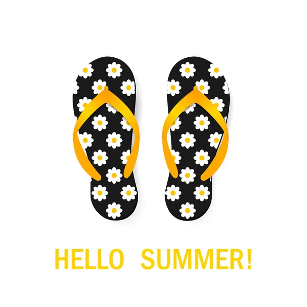 Flip-flops with pattern. Summer background. — Stock Vector