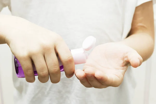 Hand Cleaning Gel Antibacterial Gel Human Hands — Stock Photo, Image