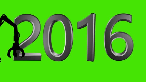Año nuevo 2017 metálico con grúa en movimiento de 6 a 7 — Vídeo de stock