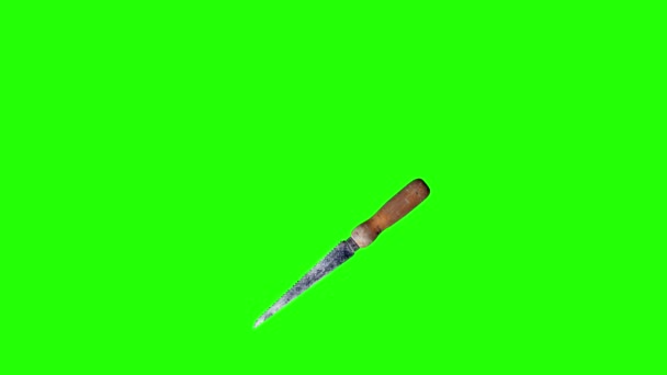 Used Vintage Handle Cutting Tool Animation Green Screen Chroma Key — Stock Video