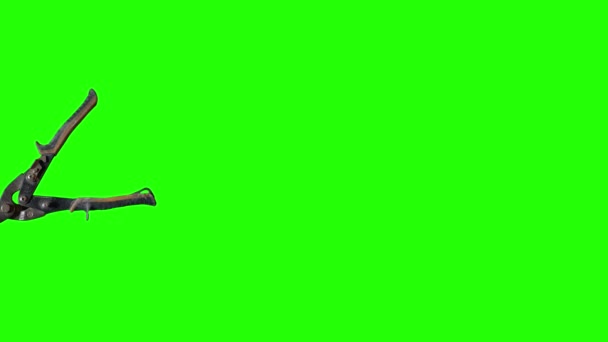 Poignée vintage usagée outil de coupe animation sur écran vert, clé chromatique pour les éditeurs 