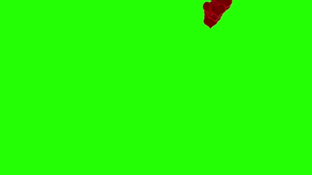 Transición Animación Corazones Rojos Clave Croma Pantalla Verde Para Boda — Vídeo de stock