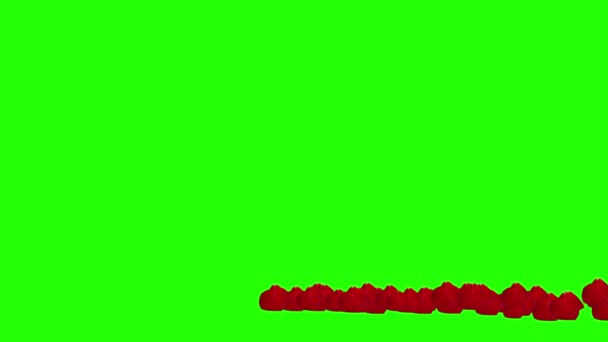 绿色屏幕上的玫瑰花瓣动画 编辑用可编辑的色键 — 图库视频影像
