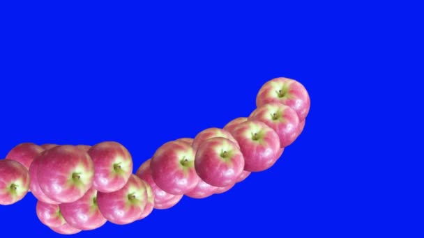 Pomme groupe fruits animation transition sur écran bleu chroma clé 