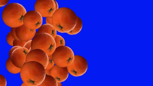 Animación Transición Frutas Naranjas Clave Croma Pantalla Azul — Vídeo de stock