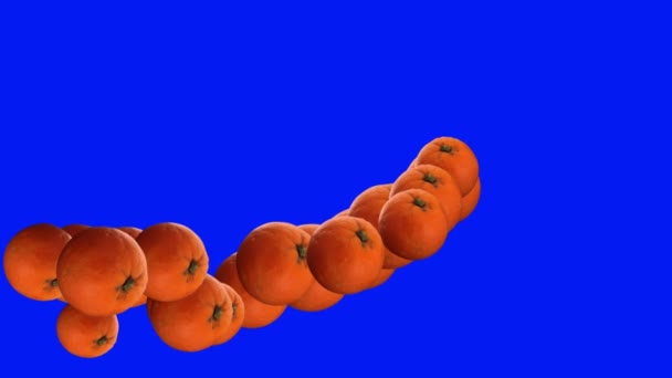 Orange Früchte Übergang Animation Auf Blauem Bildschirm Chroma Taste — Stockvideo