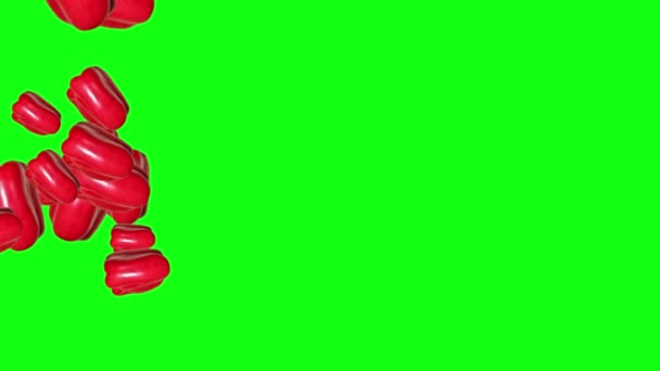 Grupo Animación Pimientos Rojos Fondo Editable Tecla Croma Pantalla Verde — Vídeos de Stock