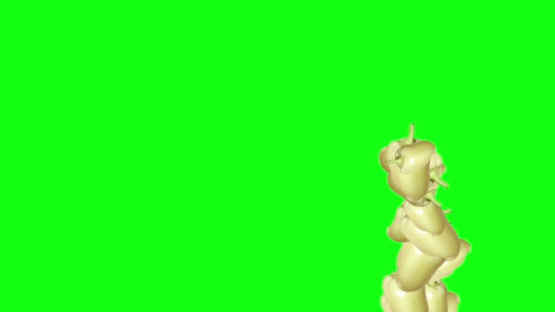 Skupina Žlutých Papriček Animace Upravitelné Pozadí Zelená Obrazovka Chroma Klávesy — Stock video