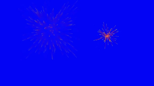 Feuerwerksshow Blue Screen Chroma Key Abnehmbarer Hintergrund Für Redakteure — Stockvideo