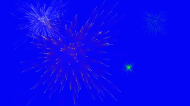 Espectáculo Fuegos Artificiales Tecla Croma Pantalla Azul Fondo Extraíble Para — Vídeos de Stock