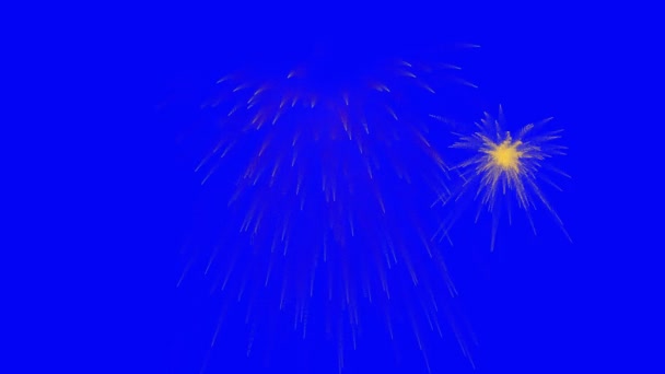 Πυροτεχνήματα Δείχνουν Μπλε Οθόνη Chroma Κλειδί Αφαιρούμενο Φόντο Για Τους — Αρχείο Βίντεο