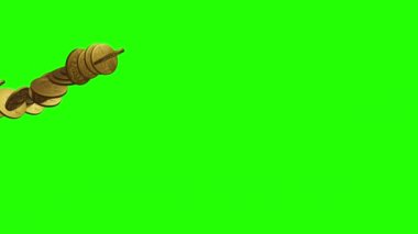 Altın sikke grubu animasyon yeşil ekran krom anahtarı