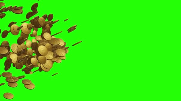 Groupe de pièces d'or animation écran vert chroma clé 