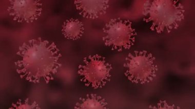 Covid-19, Coronavirus 3 boyutlu animasyon Arka plan, kusursuz döngü