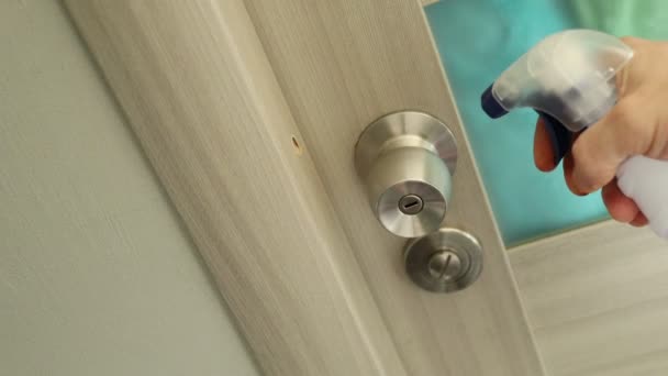 Cleaning Knob Door — Stock Video