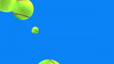 mavi ekran krom anahtar dikişsiz döngü üzerinde animasyon tenis topu elementleri grubu