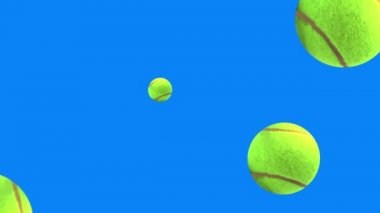 mavi ekran krom anahtar dikişsiz döngü üzerinde animasyon tenis topu elementleri grubu