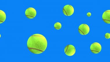 mavi ekran krom anahtar dikişsiz döngü üzerinde animasyon tenis topu elementleri grubu