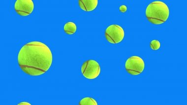 mavi ekran krom anahtar dikişsiz döngü üzerinde animasyon tenis topu elementleri grubu