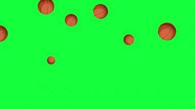 yeşil ekran kroma anahtarı üzerinde bir grup canlandırılmış sepet topu elemanı