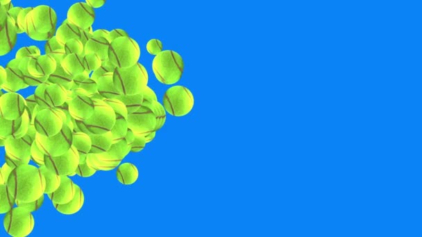 groupe d'éléments de balles de tennis animées sur écran bleu chroma clé 