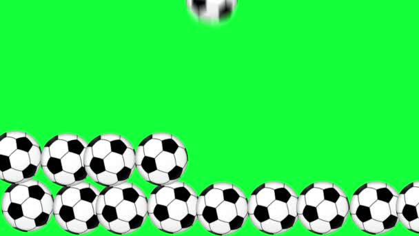 Group Animated Soccer Balls Elements Green Screen Chroma Key — Stock Video