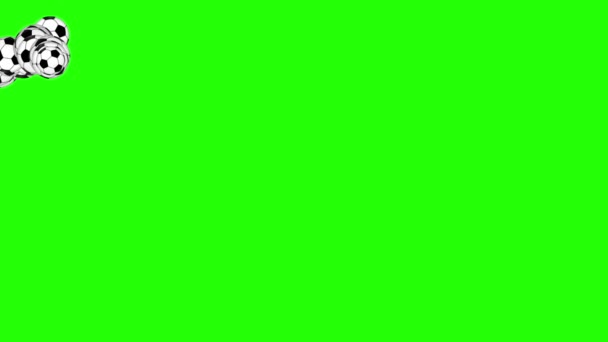 Grupo Elementos Bolas Fútbol Animados Pantalla Verde Croma Clave — Vídeos de Stock