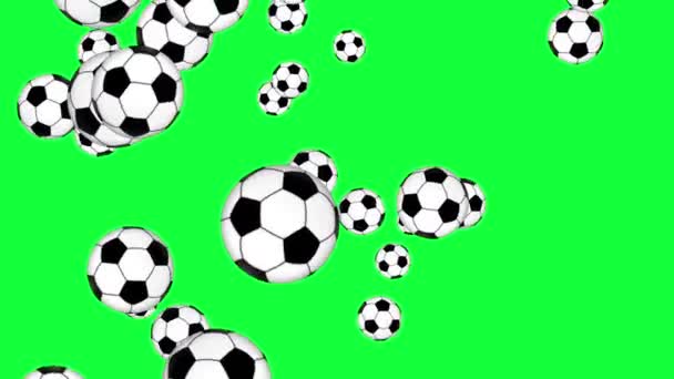 Group Animated Soccer Balls Elements Seamless Loop Green Screen Chroma — Stock Video