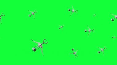 Animasyon tirbuşon elementleri grubu, yeşil ekran krom anahtar üzerinde pürüzsüz döngü