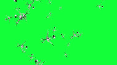 Animasyon tirbuşon elementleri grubu, yeşil ekran krom anahtar üzerinde pürüzsüz döngü