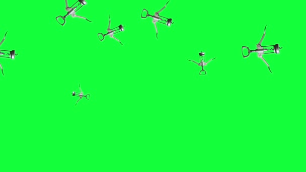 groupe de tire-bouchons animés éléments sur écran vert chroma clé 