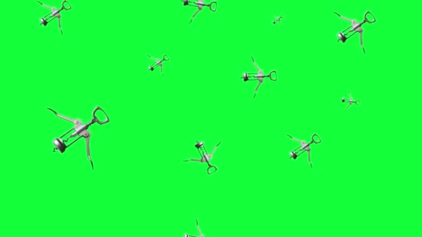 Группа Анимированных Элементов Штопор Бесшовный Цикл Зеленом Экране Хрома Ключ — стоковое видео