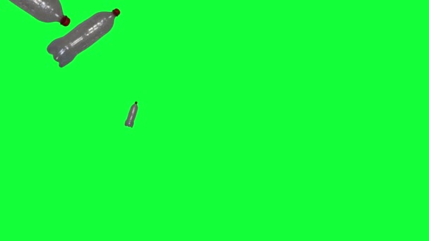 Group Plastic Bottles Animation Editable Green Screen Seamless Loop Chroma — Stock Video