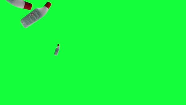 Group Plastic Bottles Animation Editable Green Screen Seamless Loop Chroma — Stock Video