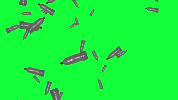 Gruppo Bottiglie Plastica Animazione Schermo Verde Modificabile Loop Senza Soluzione — Video Stock