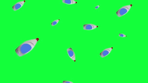 Skupina Plastových Láhví Animace Upravitelná Zelená Obrazovka Hladká Smyčka Chroma — Stock video
