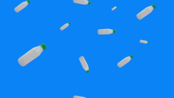 Group Plastic Bottles Animation Editable Blue Screen Seamless Loop Chroma — Stock Video