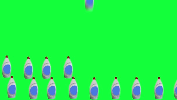 Group Plastic Bottles Animation Editable Green Screen Chroma Key — Stock Video
