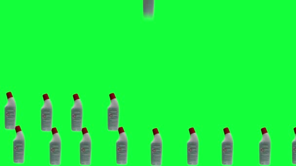Bir Grup Plastik Şişe Animasyonu Düzenlenebilir Yeşil Ekran Kroma Anahtarı — Stok video