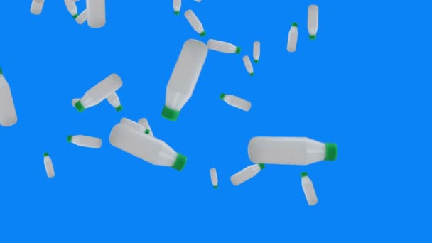 Group Plastic Bottles Animation Editable Blue Screen Chroma Key — Stock Video