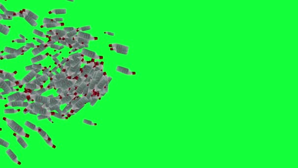 Groep Van Plastic Flessen Animatie Bewerkbaar Groen Scherm Chroma Sleutel — Stockvideo
