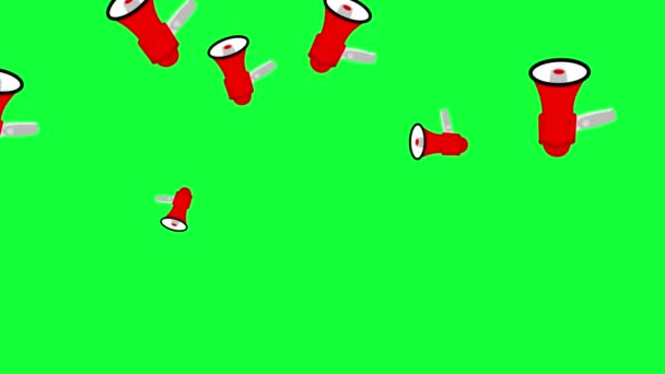 緑の画面のクロマキー ビジネス要素上でアニメーション赤のブルホーン — ストック動画