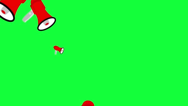 绿色屏幕上的红色牛角动画 无缝循环 商业元素 — 图库视频影像