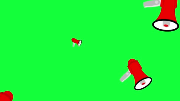 绿色屏幕上的红色牛角动画 无缝循环 商业元素 — 图库视频影像